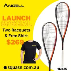 Squash Racquets, Two Packs You Save STACKS! - Angell HM135 Two Pack Squash Racquet