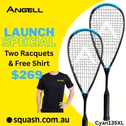 Squash Racquets, Two Packs You Save STACKS! - Angell K7 Cyan 135XL 2025 Two Pack