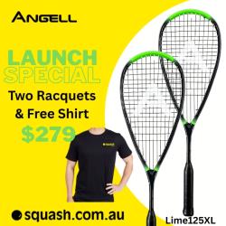 Squash Racquets, Two Packs You Save STACKS! - Angell K7 Lime 125XL 2025 Two Pack