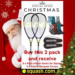12 Days of Christmas, Squash Racquets, Two Packs You Save STACKS! - INFORM Reload 120 Purple Yellow Racquet Bundle