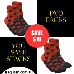 Socks, Two Packs You Save STACKS! - Inform Socks for Squash 2 Pack Red Black