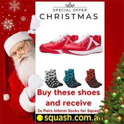 12 Days of Christmas, Squash Shoes - Kanso Takumi ID Red plus 3 pairs of socks