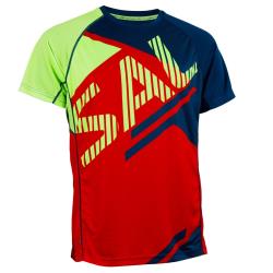 Clothing - Salming Bold Print Tee Men Fiery Red/Poseidon