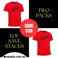 Clothing, Two Packs You Save STACKS! - Salming Logo Tee Men Red Two Pack