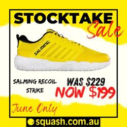 Squash Shoes, Stocktake Sale - Salming Recoil Strike Yellow Black Unisex Squash Shoe