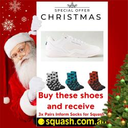 12 Days of Christmas, Squash Shoes - Salming Viper 1.0 Men White Silver Court Shoe plus 3 pairs socks