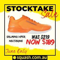 Squash Shoes, Stocktake Sale - Salming Viper Pro Nectarine Silver Unisex Squash Shoe