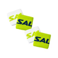 Squash Accessories - Salming Wristband Short Twin Pack Lime Punch White Two Pack