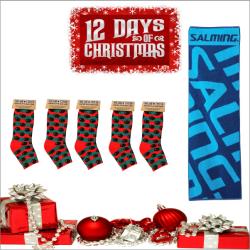 Obsolete Stock - 12 Days of Christmas Salming Gym Towel and 5 pairs Jingle Balls Socks