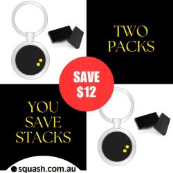 Squash Accessories, Two Packs You Save STACKS! - Metal Squash Keyring Two Pack