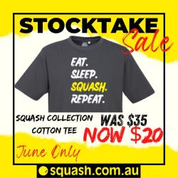 Clothing, Stocktake Sale - Eat Sleep Squash Repeat - Charcoal Cotton Tee Men