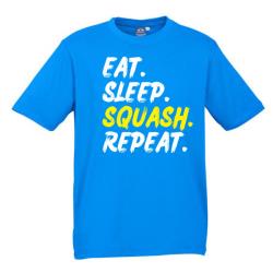 Clothing, Stocktake Sale - Eat Sleep Squash Repeat - Cyan Cotton Tee Men