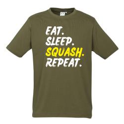 Clothing, Stocktake Sale - Eat Sleep Squash Repeat - Khaki Cotton Tee Men
