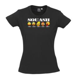 Clothing - Emoji Squash Game Tee - Black Cotton Tee Women