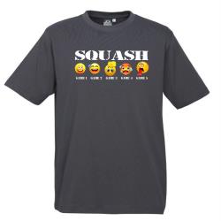 Clothing, Stocktake Sale - Emoji Squash Game Tee - Charcoal Cotton Tee Men