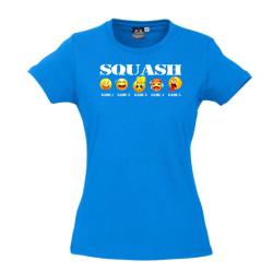 Clothing - Emoji Squash Game Tee - Cyan Cotton Tee Women