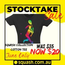 Clothing, Stocktake Sale - Neon Female Squash Player - Charcoal Cotton Tee Women