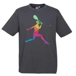 Clothing - Neon Male Squash Player - Charcoal Cotton Tee Men