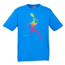 Clothing, Stocktake Sale - Neon Male Squash Player - Cyan Cotton Tee Men