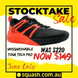 Squash Shoes, Stocktake Sale - Unsquashable Tour Tech Pro Squash Shoe Black Orange