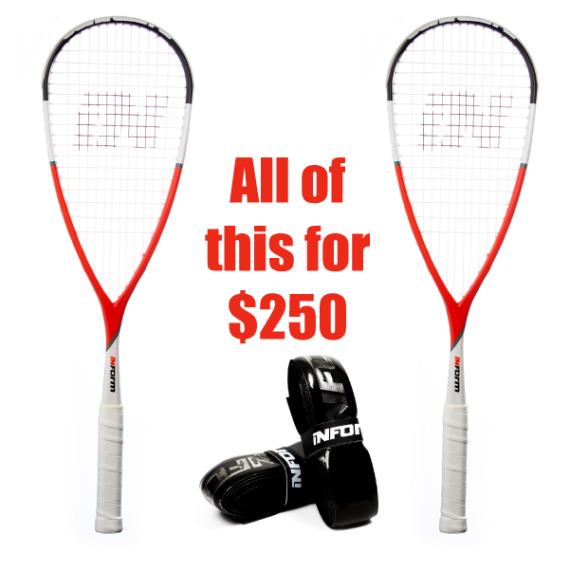 INFORM Regen 3000 Squash Racquet Two Pack and Free Grips //