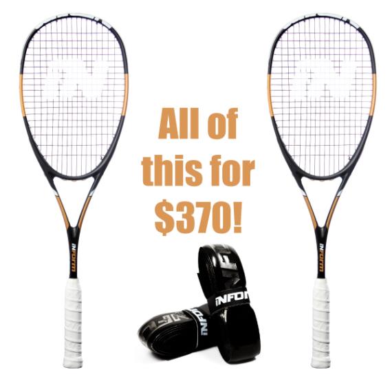 INFORM Reload 135NT Squash Racquet Two Pack and Free Grips //